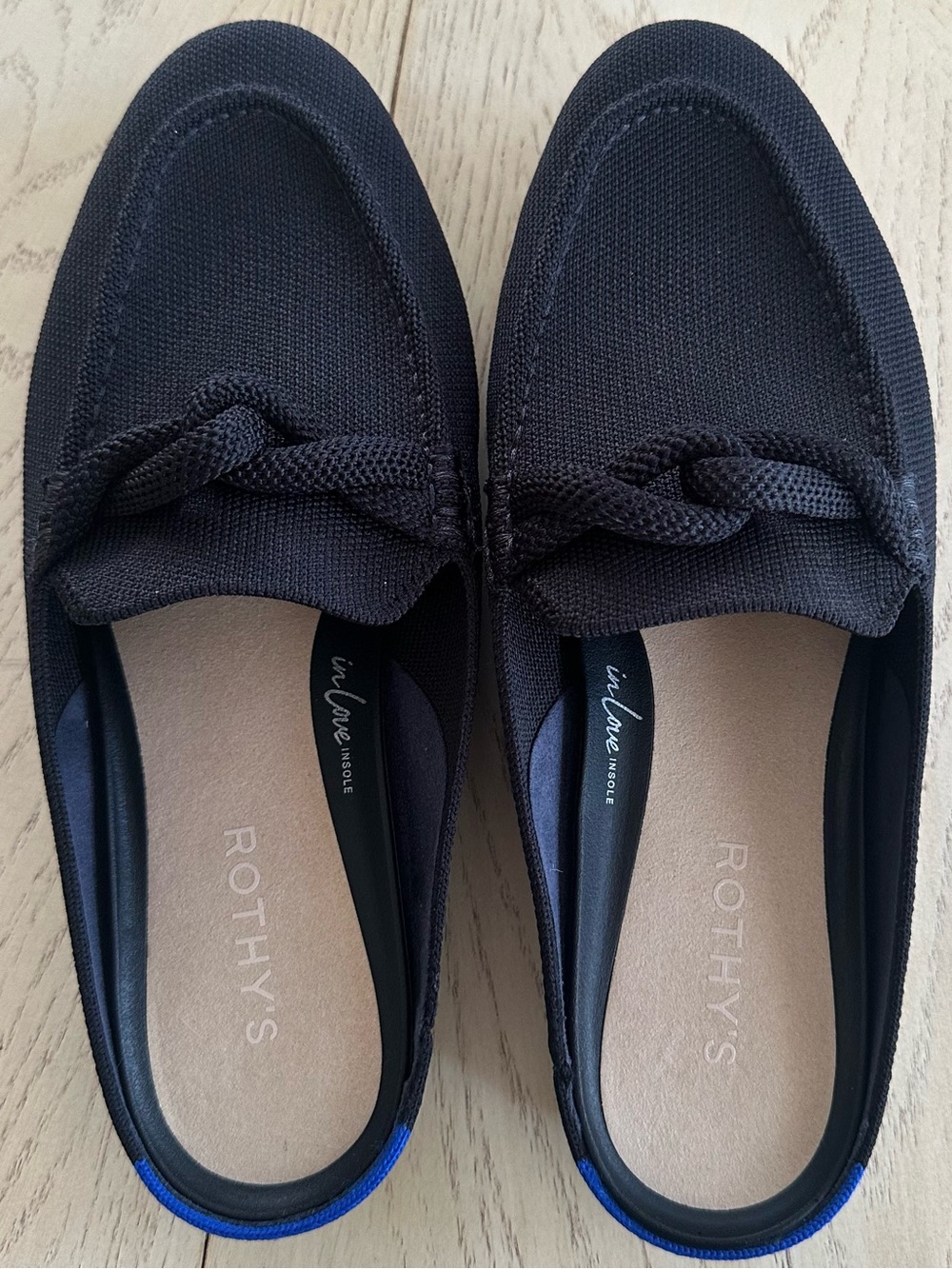 Rothy's The Loafer Mule Braided Knot Birdseye Black Women Size 7.5